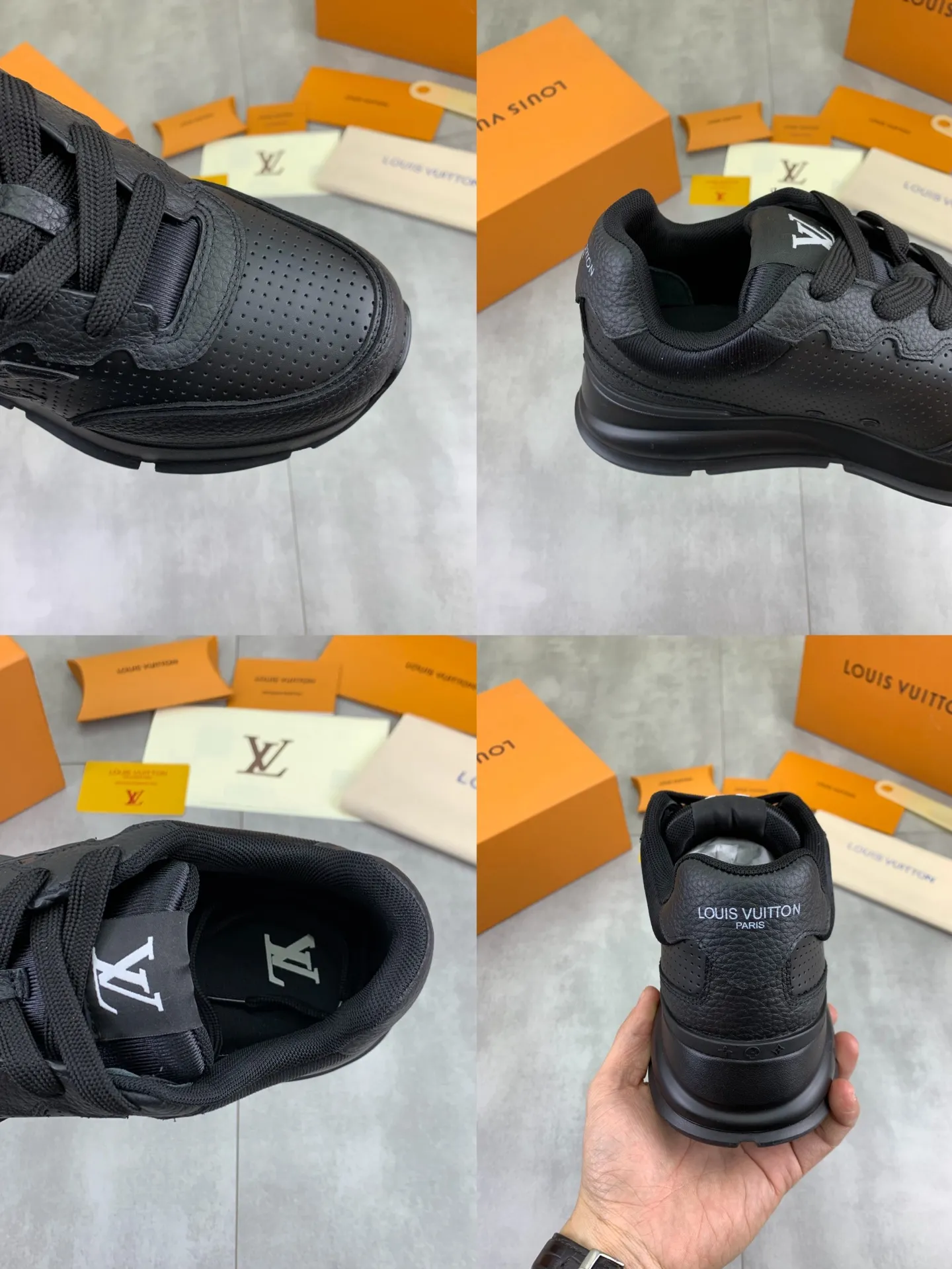 Factory price P700 💶 Top version [LOUIS VUITTON] Couple 🧑‍🤝‍🧑 Craftsman style Counter series (original order) New style 🍀LV Louis Vuitton - top version LV classic high-top trendy shoes! Made of imported original craft calfskin, original breathable lining, and original wear-resistant, lightweight, high-end TPU outsole! High quality products! 3️⃣ colors available, code numbers: female 35-39, male 39-44 (female 40, male 45 46 customized)